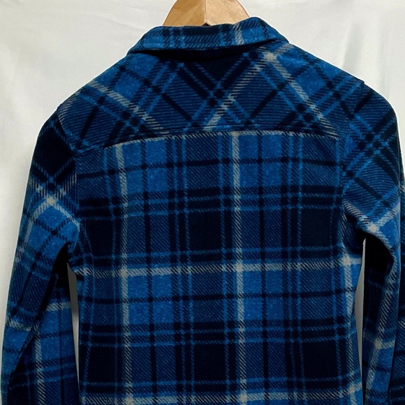 O’Neill Glacier Stretch Button Up Polar Fleece Shirt Blue Plaid Sz M - Picture 4 of 5